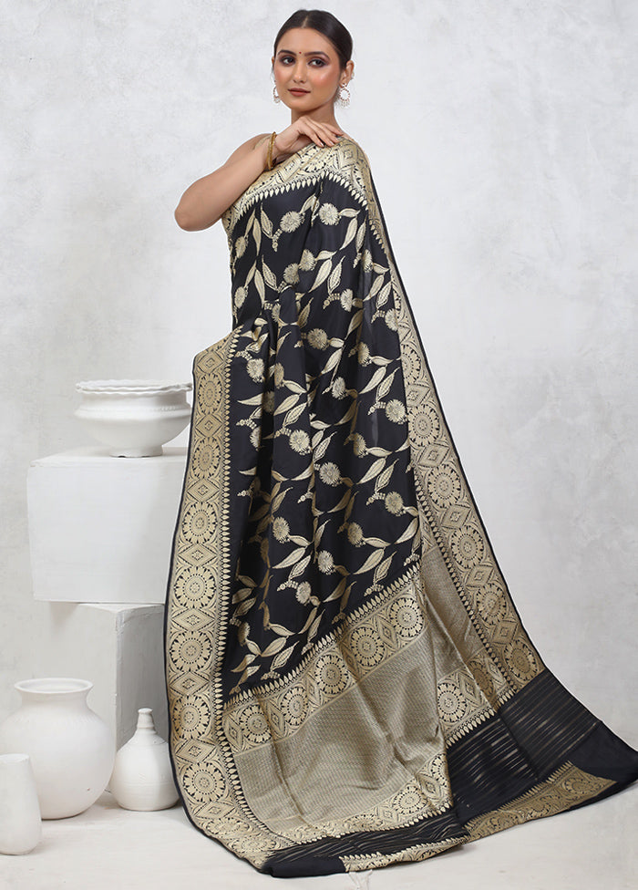 Black Katan Pure Silk Saree With Blouse Piece - Indian Silk House Agencies