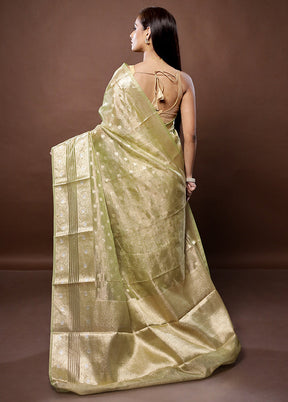 Green Handloom Tissue Pure Silk Saree With Blouse Piece - Indian Silk House Agencies