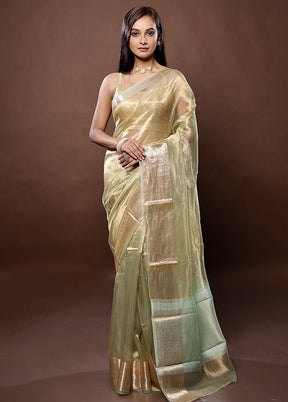 Golden Handloom Tissue Pure Silk Saree With Blouse Piece - Indian Silk House Agencies