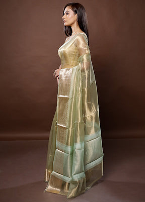 Golden Handloom Tissue Pure Silk Saree With Blouse Piece - Indian Silk House Agencies