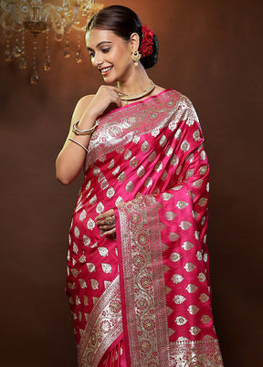 Pink Banarasi Silk Saree With Blouse Piece - Indian Silk House Agencies