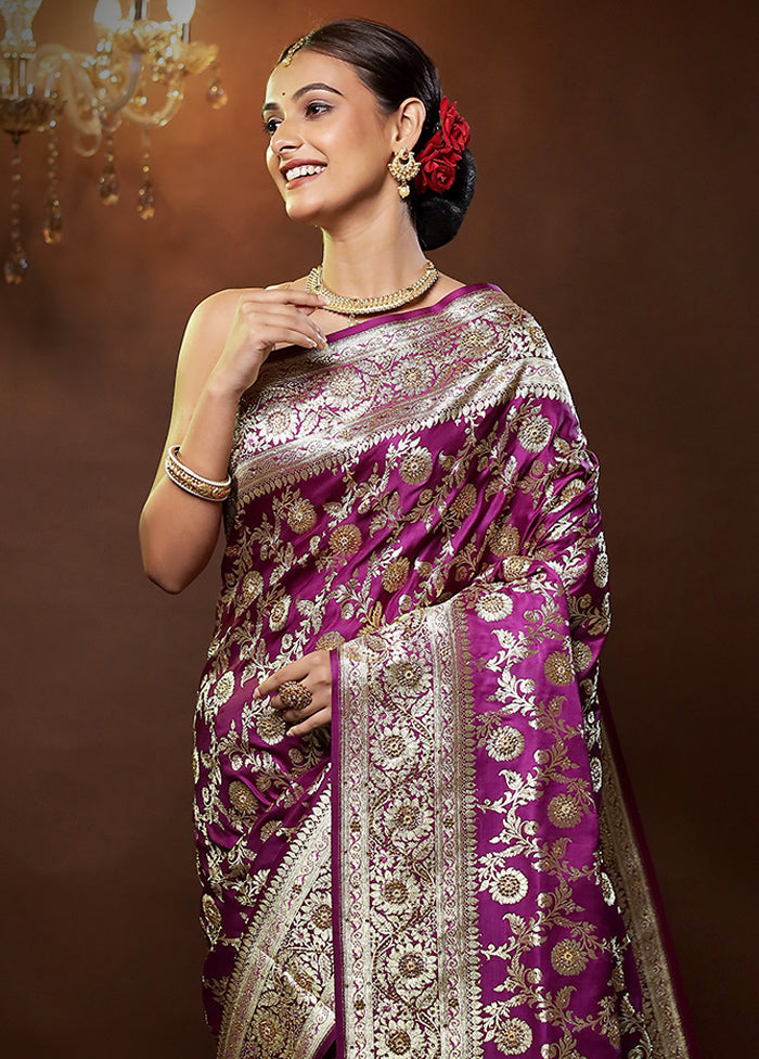 Pink Banarasi Silk Saree With Blouse Piece - Indian Silk House Agencies