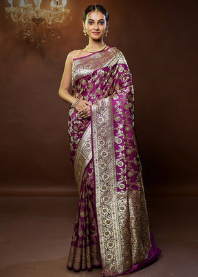 Pink Banarasi Silk Saree With Blouse Piece - Indian Silk House Agencies