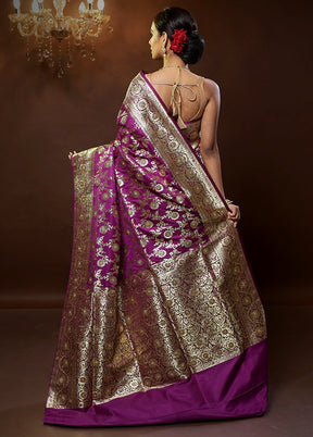 Pink Banarasi Silk Saree With Blouse Piece - Indian Silk House Agencies