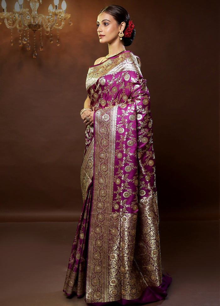 Pink Banarasi Silk Saree With Blouse Piece - Indian Silk House Agencies