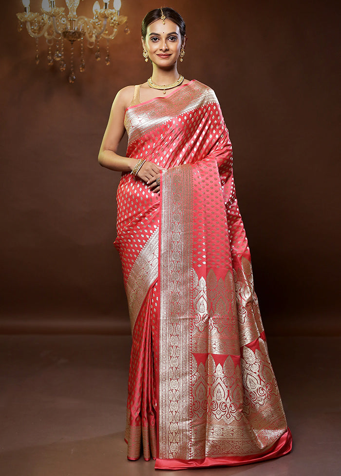 Pink Banarasi Silk Saree With Blouse Piece - Indian Silk House Agencies