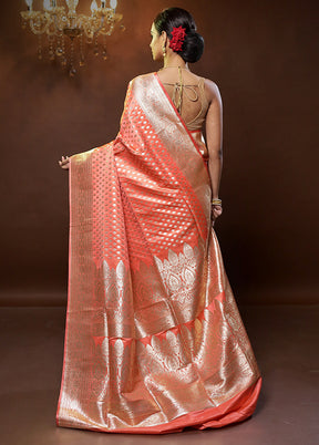 Pink Banarasi Silk Saree With Blouse Piece - Indian Silk House Agencies