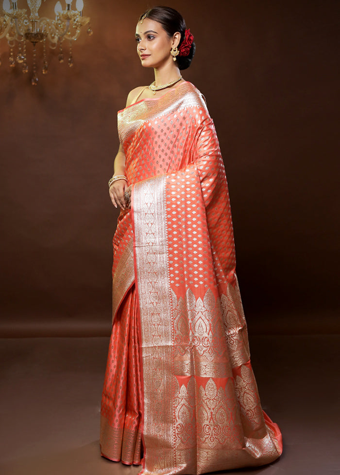 Pink Banarasi Silk Saree With Blouse Piece - Indian Silk House Agencies