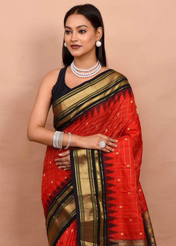 Pink Gadwal Silk Saree Without Blouse Piece - Indian Silk House Agencies