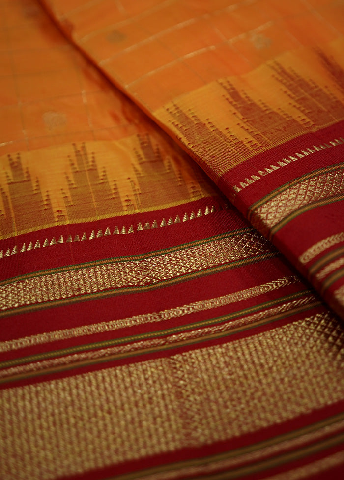 Yellow Gadwal Pure Silk Saree Without Blouse Piece - Indian Silk House Agencies