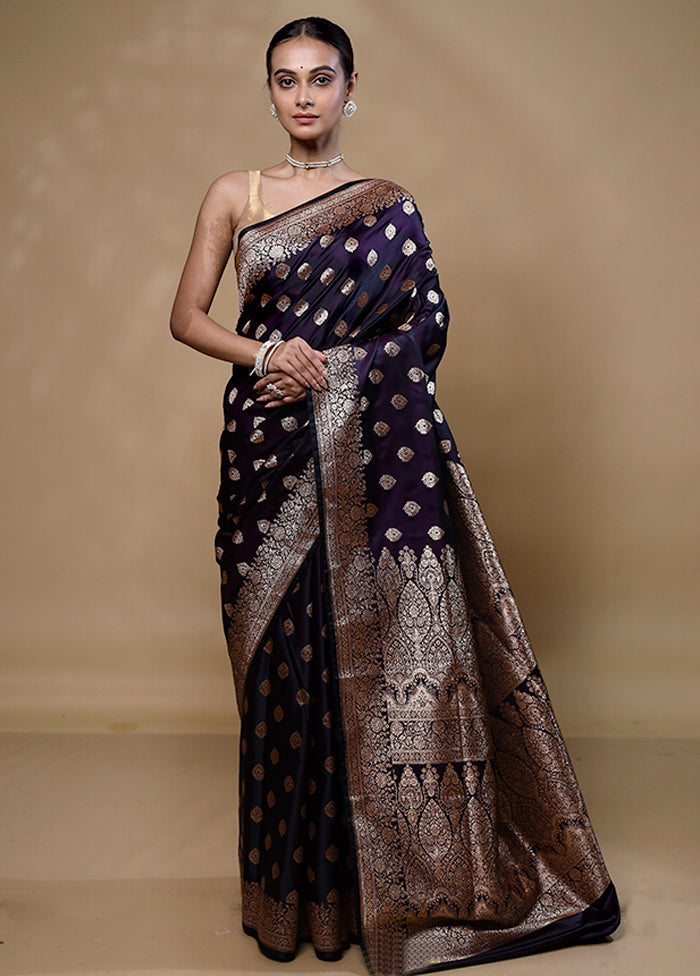 Violet Banarasi Silk Saree With Blouse Piece