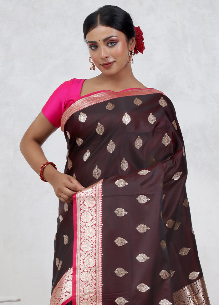 Maroon Banarasi Silk Saree Without Blouse Piece - Indian Silk House Agencies