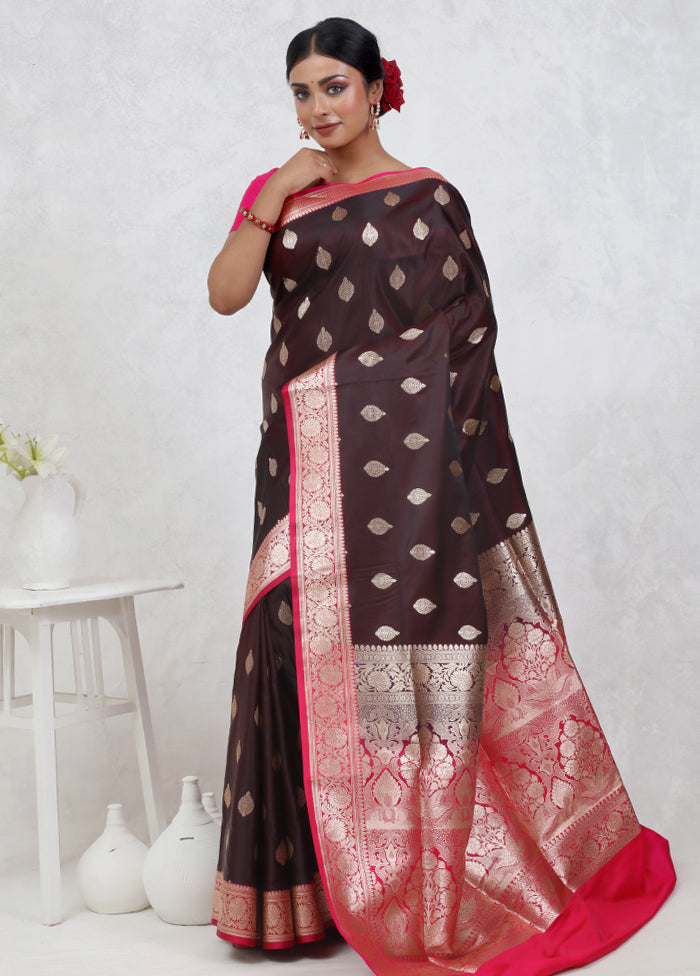 Maroon Banarasi Silk Saree Without Blouse Piece - Indian Silk House Agencies