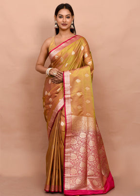 Green Banarasi Silk Saree With Blouse Piece - Indian Silk House Agencies