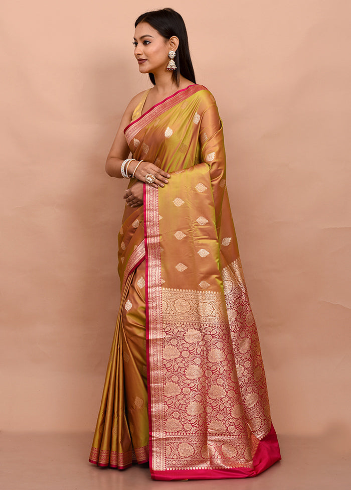 Green Banarasi Silk Saree With Blouse Piece - Indian Silk House Agencies