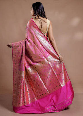 Pink Banarasi Pure Silk Saree With Blouse Piece - Indian Silk House Agencies