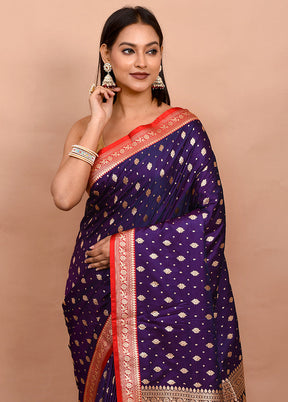 Purple Banarasi Silk Saree With Blouse Piece - Indian Silk House Agencies