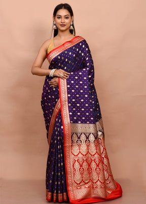 Purple Banarasi Silk Saree With Blouse Piece - Indian Silk House Agencies