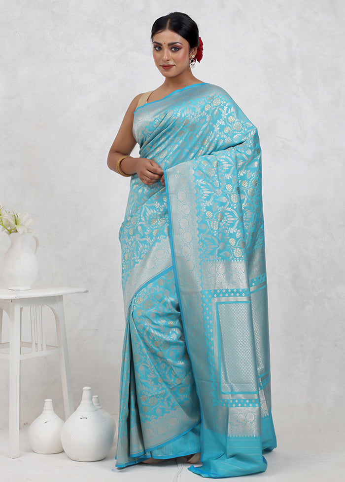 Blue Uppada Silk Saree Without Blouse Piece - Indian Silk House Agencies