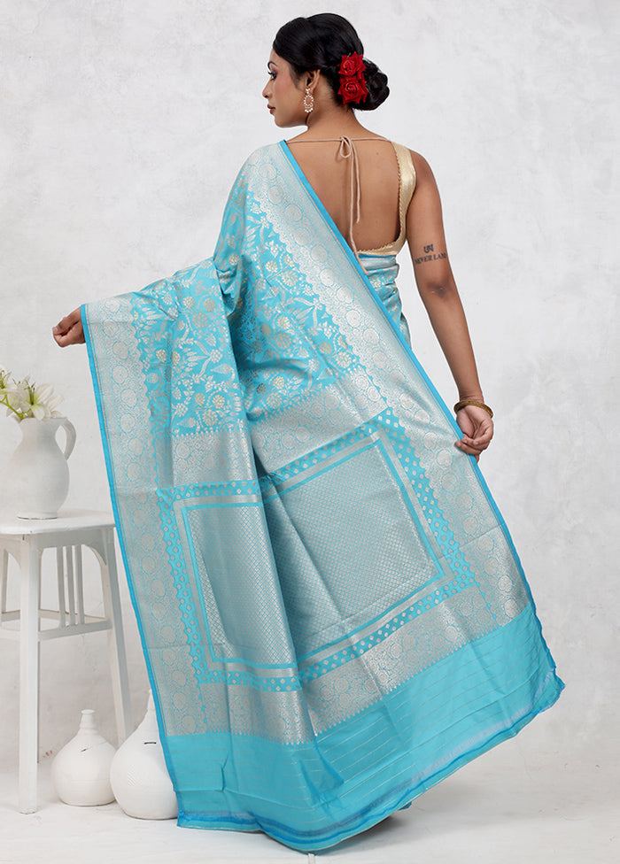 Blue Uppada Silk Saree Without Blouse Piece - Indian Silk House Agencies