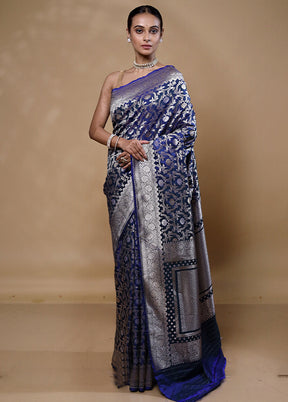 Blue Uppada Silk Saree With Blouse Piece