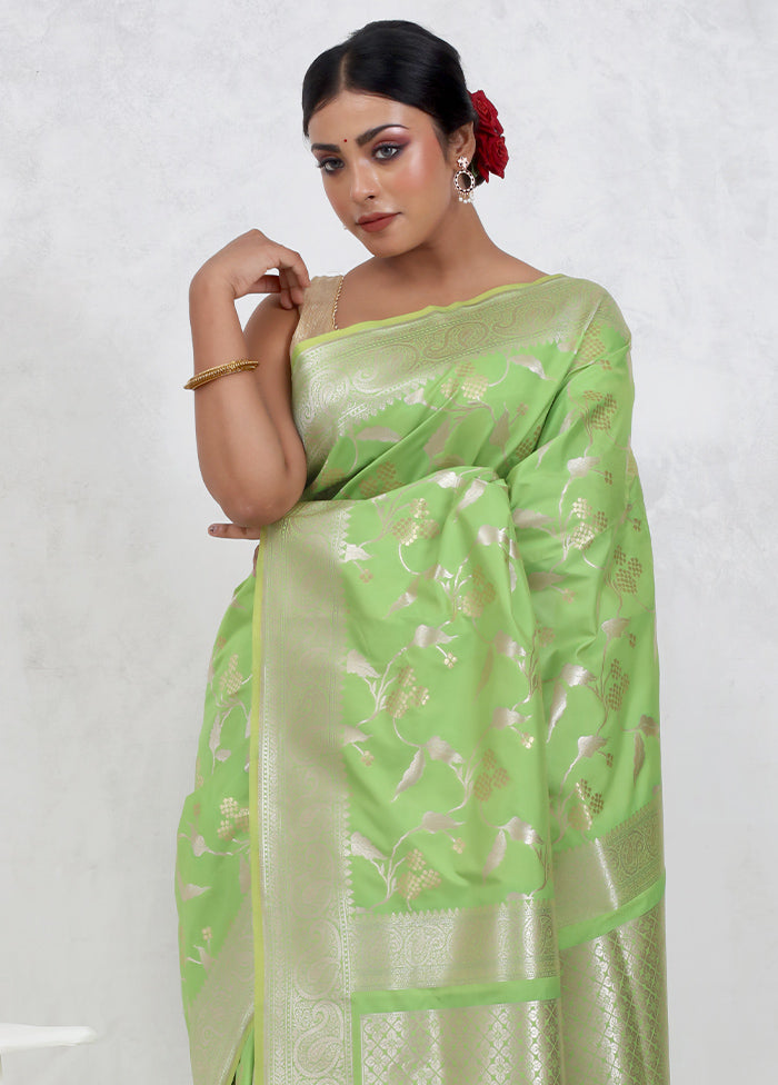 Green Uppada Silk Saree Without Blouse Piece - Indian Silk House Agencies