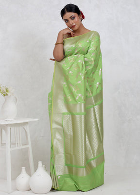 Green Uppada Silk Saree Without Blouse Piece - Indian Silk House Agencies