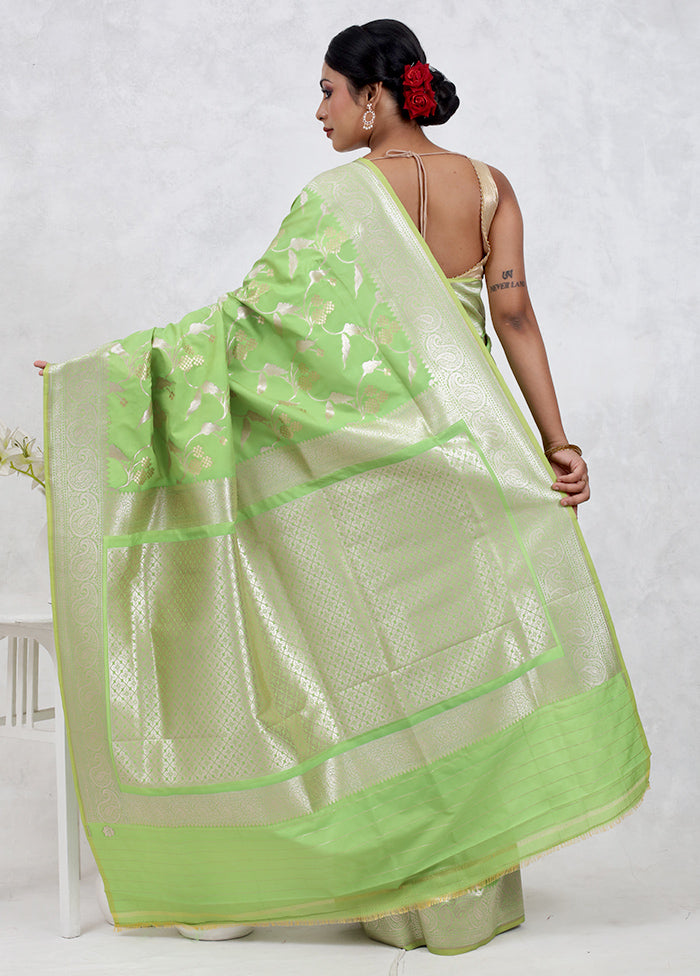 Green Uppada Silk Saree Without Blouse Piece - Indian Silk House Agencies