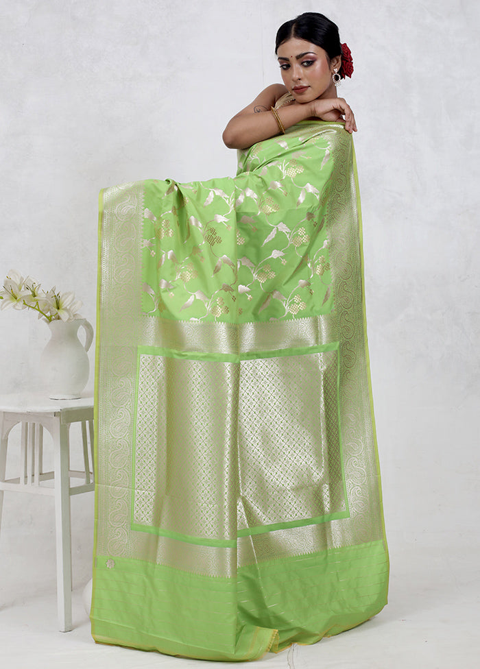 Green Uppada Silk Saree Without Blouse Piece - Indian Silk House Agencies