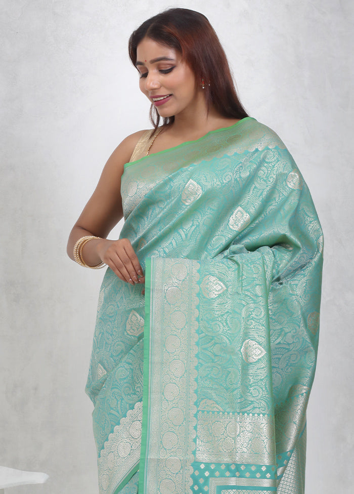 Green Uppada Silk Saree Without Blouse Piece - Indian Silk House Agencies