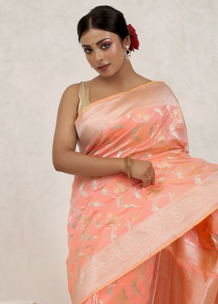 Pink Uppada Silk Saree Without Blouse Piece - Indian Silk House Agencies