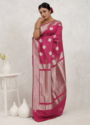 Pink Uppada Silk Saree Without Blouse Piece - Indian Silk House Agencies