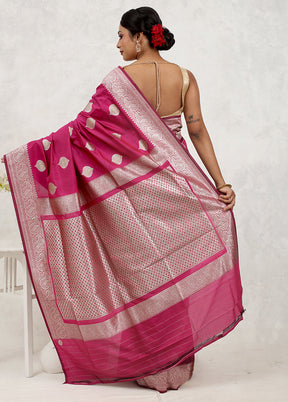 Pink Uppada Silk Saree Without Blouse Piece - Indian Silk House Agencies