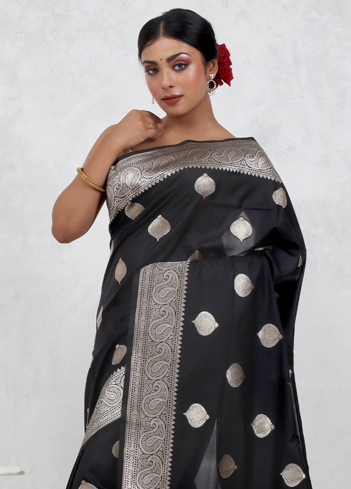 Black Uppada Silk Saree Without Blouse Piece - Indian Silk House Agencies