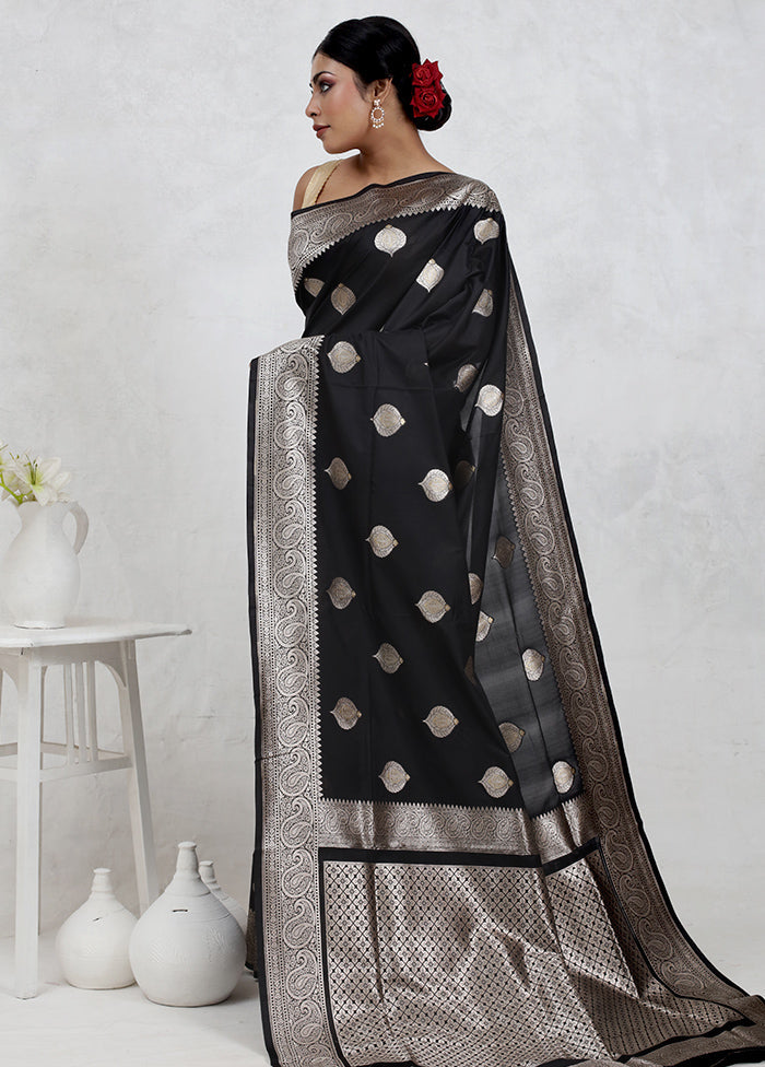 Black Uppada Silk Saree Without Blouse Piece - Indian Silk House Agencies