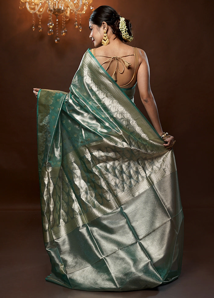 Green Tissue Silk Saree With Blouse Piece