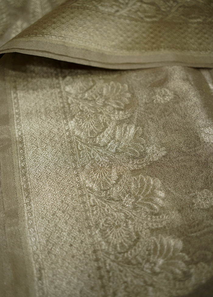 Cream Tissue Silk Saree With Blouse Piece - Indian Silk House Agencies