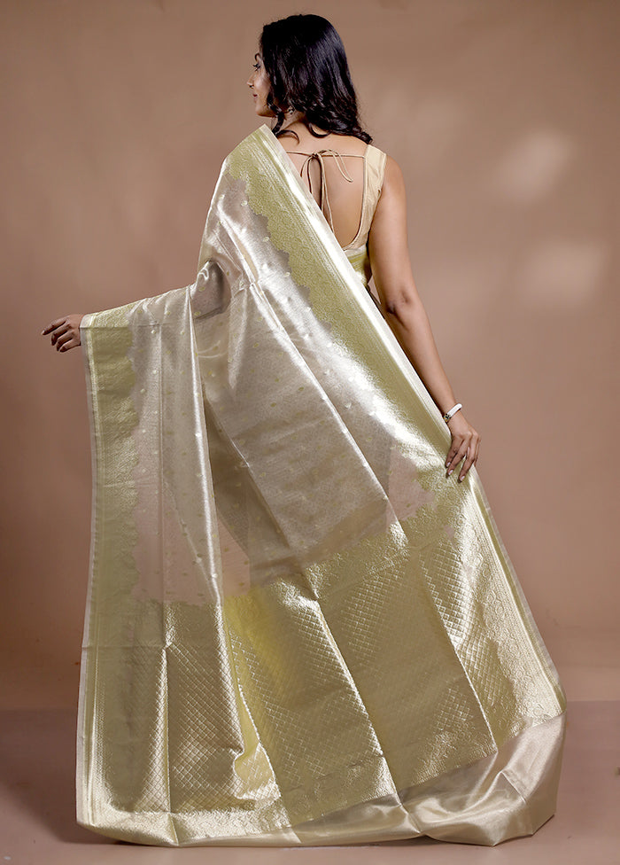 Cream Tissue Silk Saree With Blouse Piece - Indian Silk House Agencies