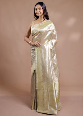 Cream Tissue Silk Saree With Blouse Piece - Indian Silk House Agencies