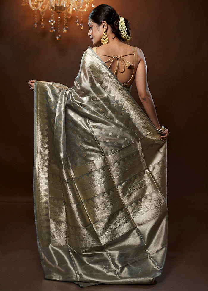 Grey Tissue Silk Saree With Blouse Piece - Indian Silk House Agencies