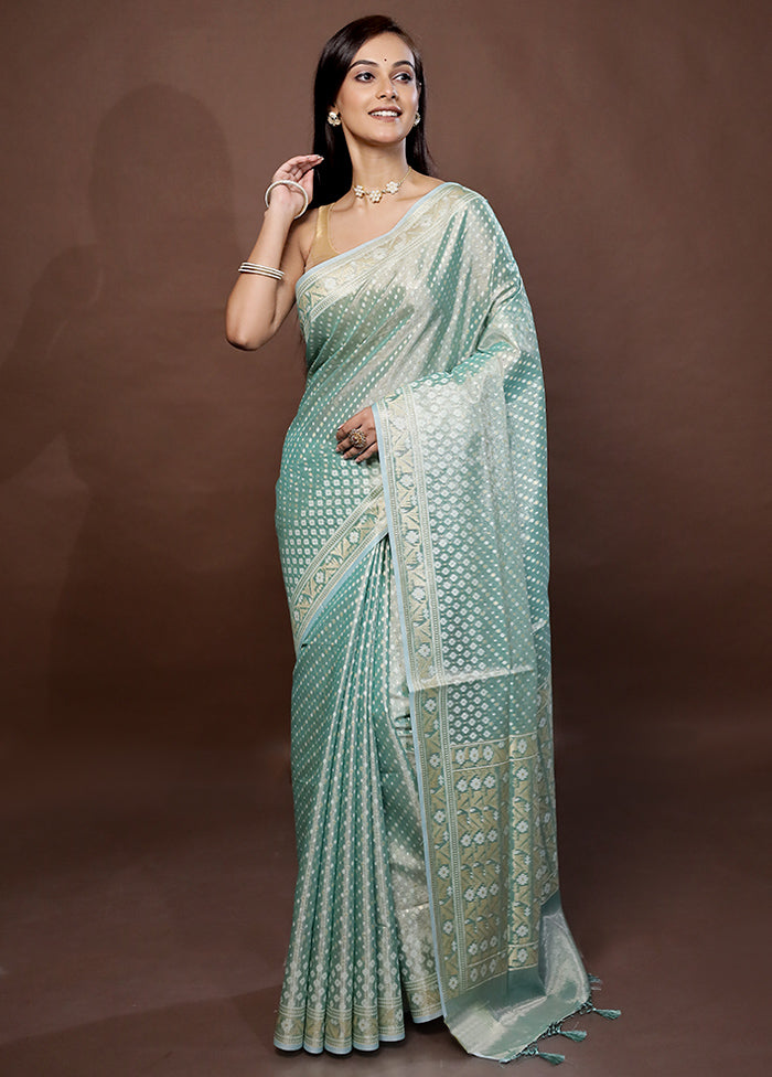 Green Kora Silk Saree With Blouse Piece - Indian Silk House Agencies