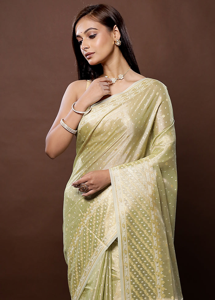 Green Kora Silk Saree With Blouse Piece