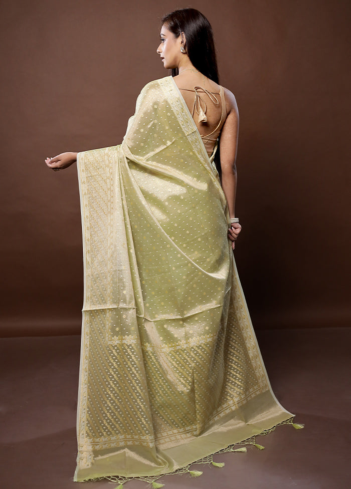 Green Kora Silk Saree With Blouse Piece