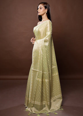 Green Kora Silk Saree With Blouse Piece