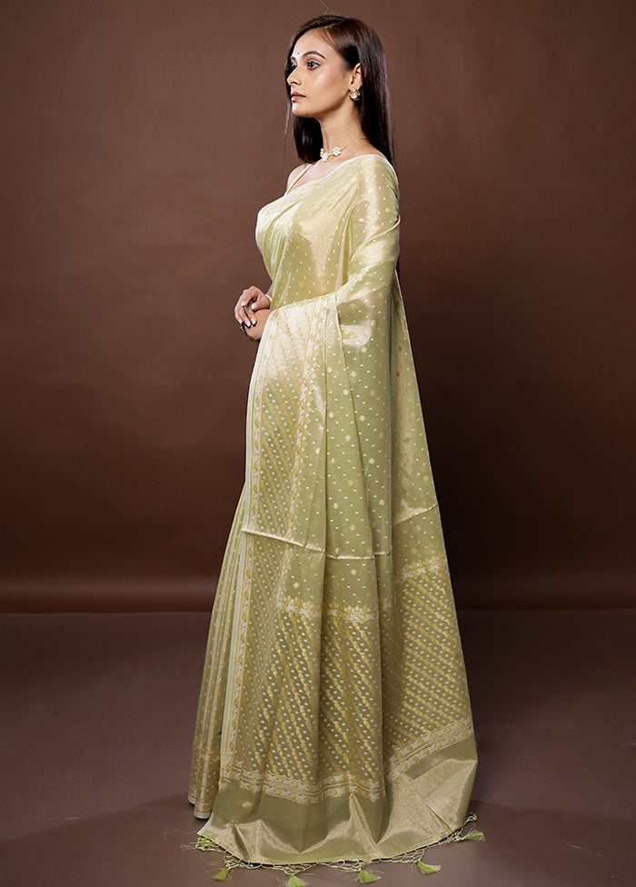 Green Kora Silk Saree With Blouse Piece