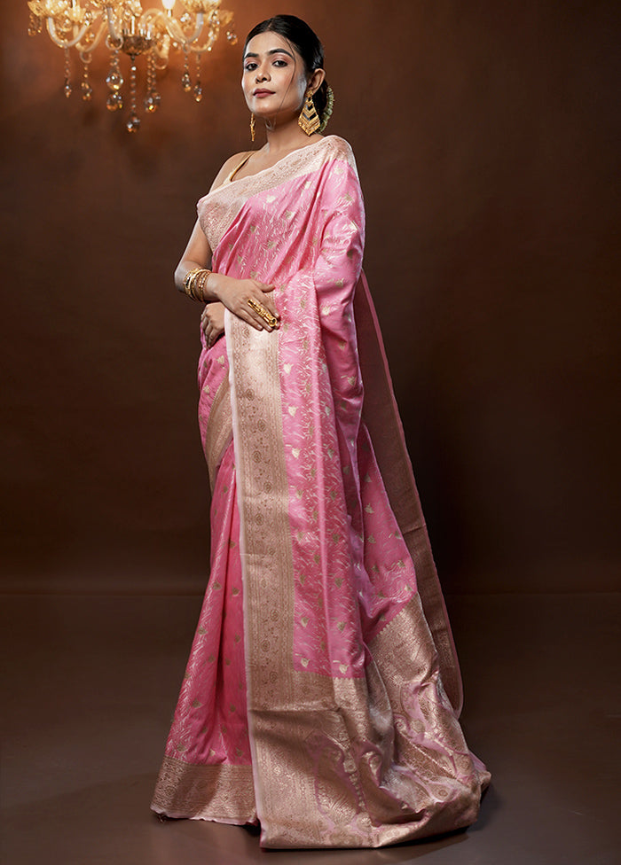 Pink Tanchoi Silk Saree With Blouse Piece - Indian Silk House Agencies