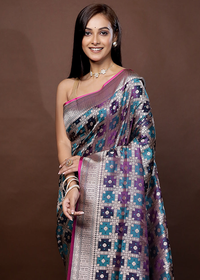 Grey Tanchoi Banarasi Silk Saree With Blouse Piece