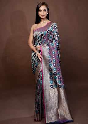 Grey Tanchoi Banarasi Silk Saree With Blouse Piece