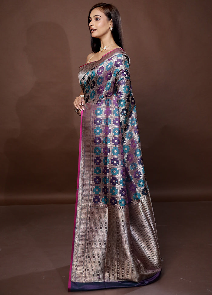 Grey Tanchoi Banarasi Silk Saree With Blouse Piece