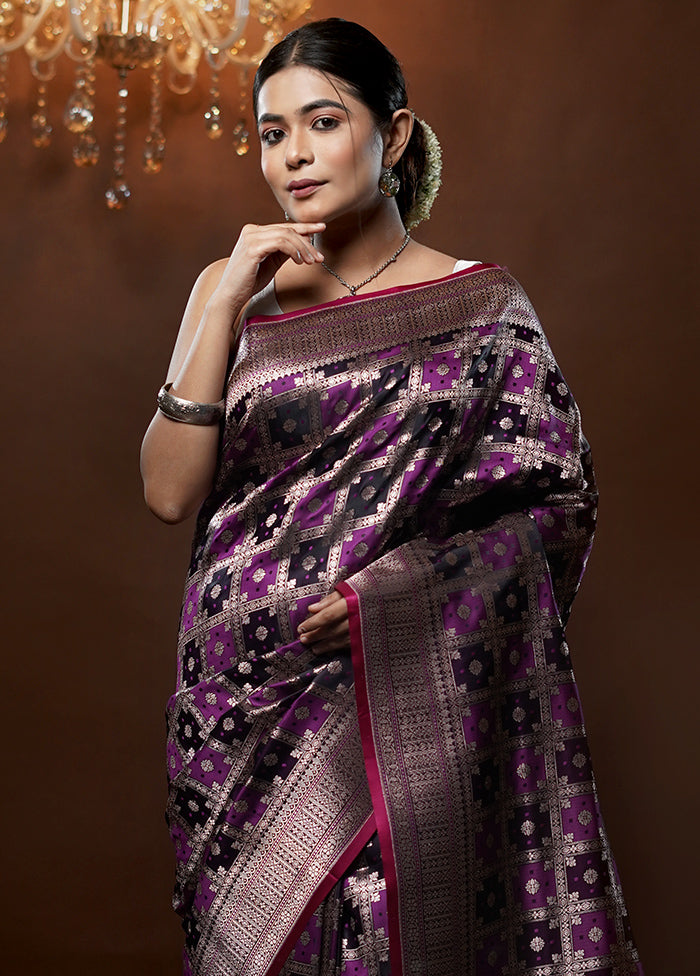 Purple Tanchoi Silk Saree With Blouse Piece - Indian Silk House Agencies